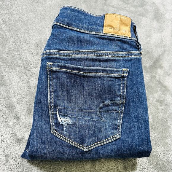 American Eagle Outfitters Denim - American Eagle Jegging Jeans‎ Womens Sz.4 Blue Stretch Mid-Rise Distressed
